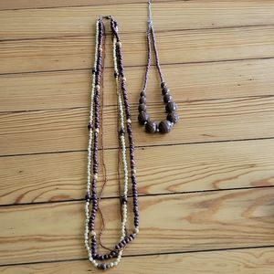 2 brown beaded necklaces